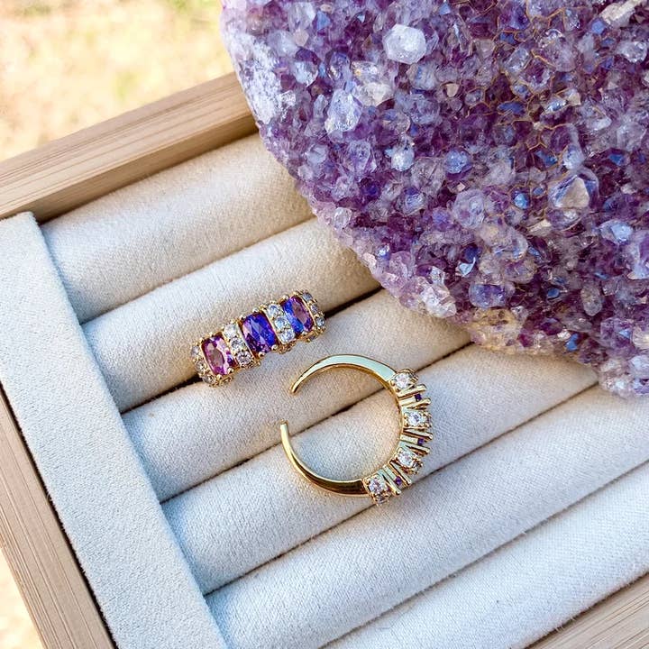 Vintage Styled Purple Pave Ring for wholesale by TRIPPY VELVET