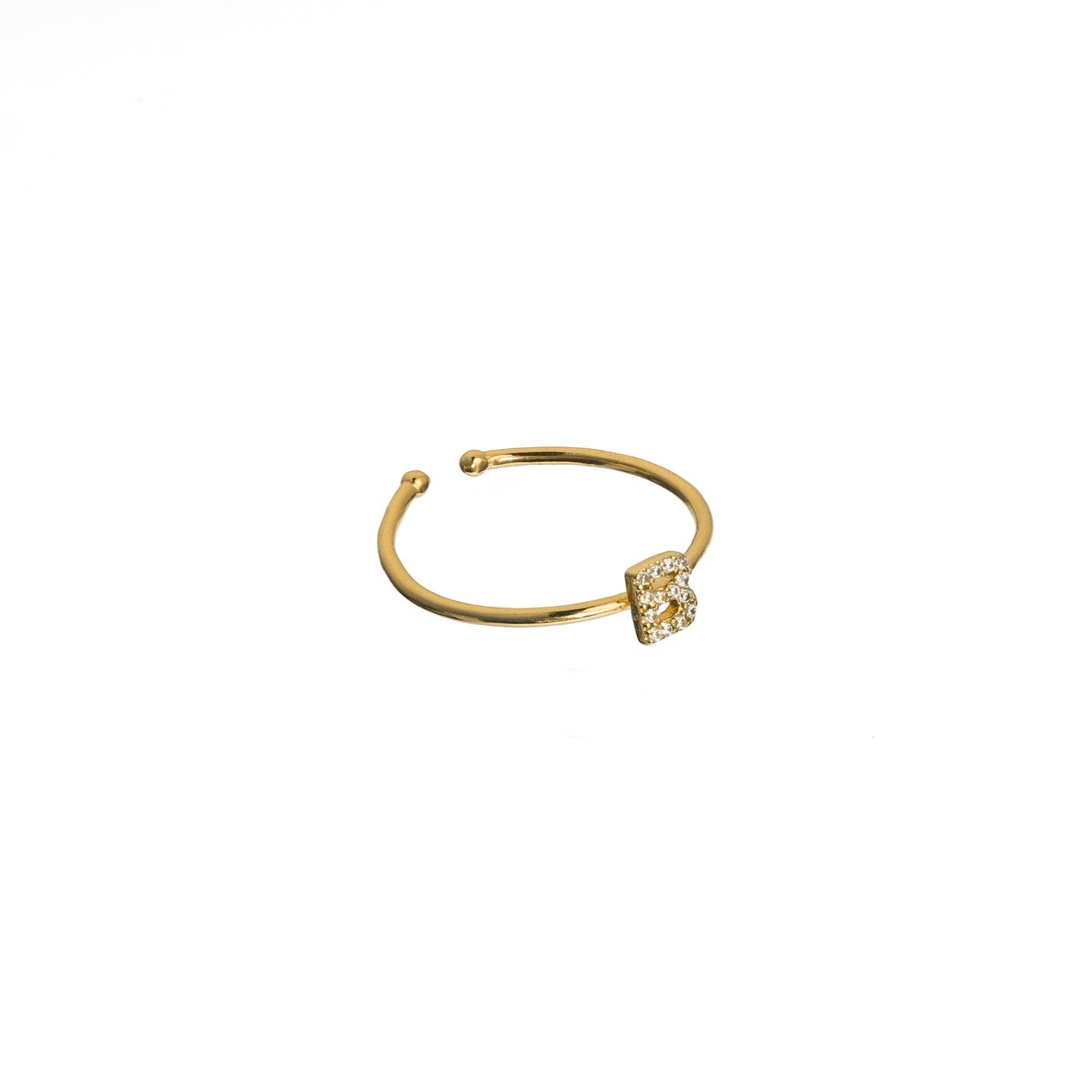 Brenda Grands Jewelry - Wholesale Band/Stacked Ring - 18K Gold Shiny Adjustable Initial Ring3