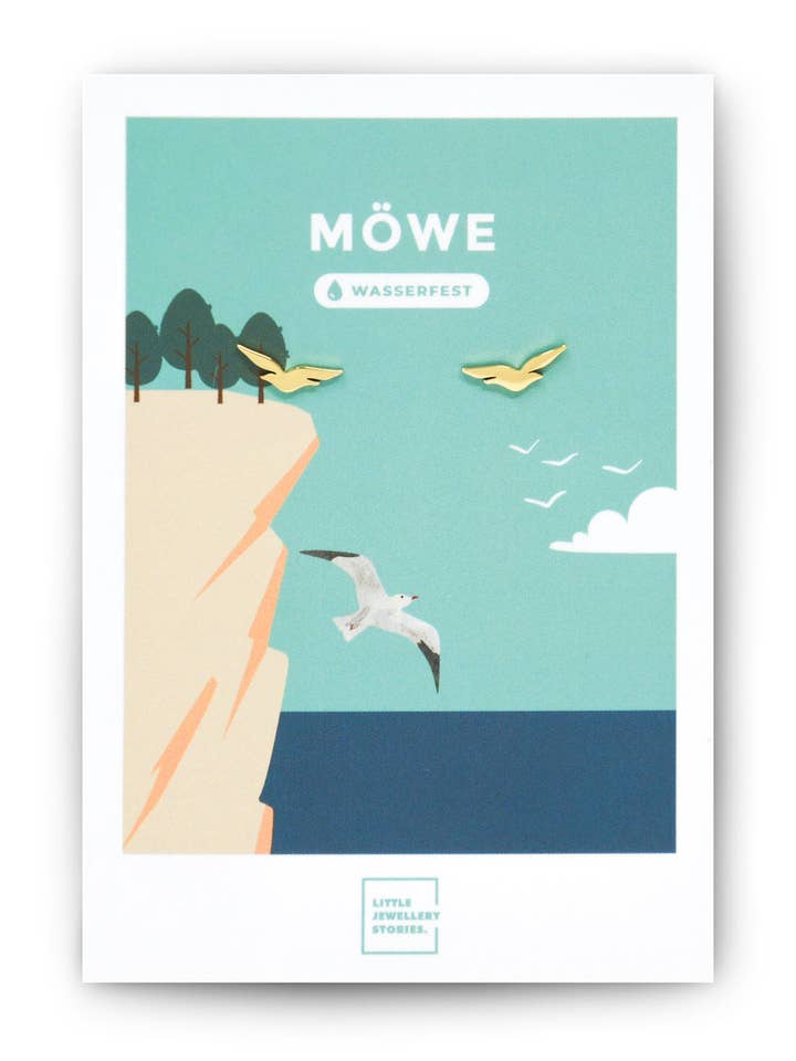 SEAGULL örhängen | smycken i rostfritt stål med guld- och silverfinish för wholesale av LITTLE JEWELLERY STORIES