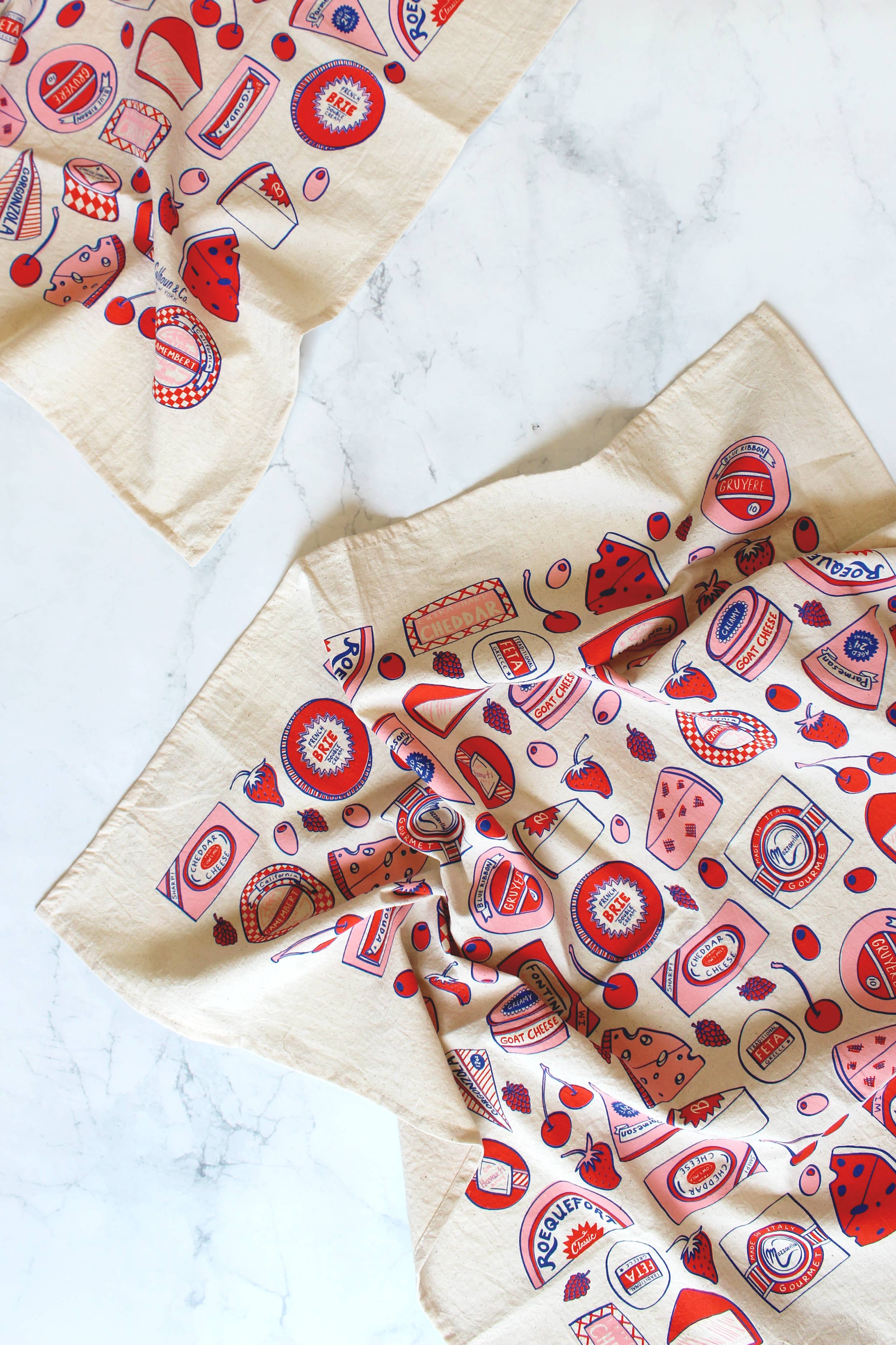 Calhoun & Co. - Wholesale Tea Towel - Cheese Shop Screen Printed Tea Towel1