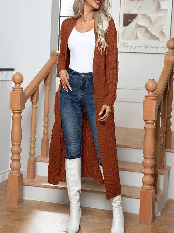 UZ Wholesale Store - Wholesale Cardigan - Women's - Solid Color Split-Joint Long Sleeves Loose Cardigan Coats1