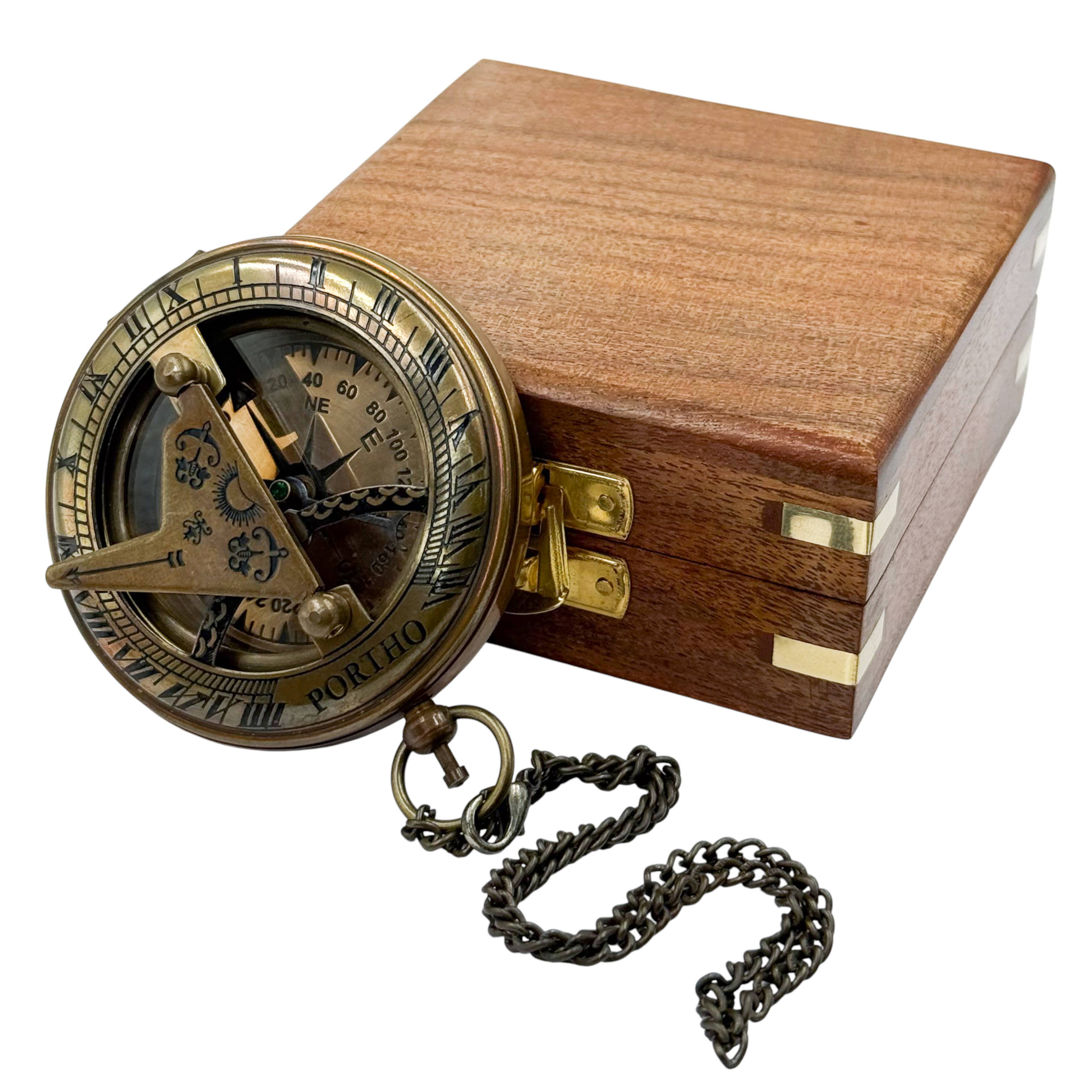 Dollond & Co. - Wholesale Navigational Compass - Personalized 3-inches Gunmetal Sundial Compass with Wood Box6