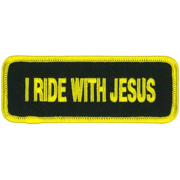 Hot Leathers PPL9063 I Ride With Jesus 4" x 2" Patch for wholesale by Hot Leathers