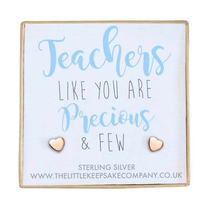 Pendientes con cita en oro rosa bañado en plata bañada, con texto en inglés, para profesores como tú, son preciosos y pocos para venta al por mayor de The Little Keepsake Company