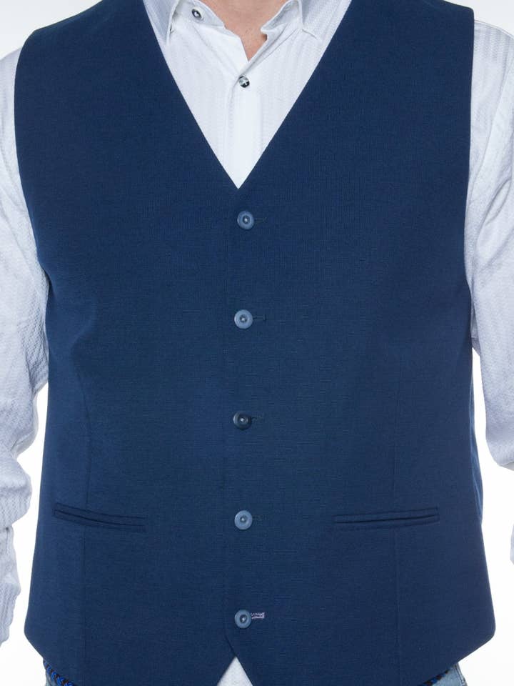 Solid Blå Stickad Väst för wholesale av Luchiano Visconti