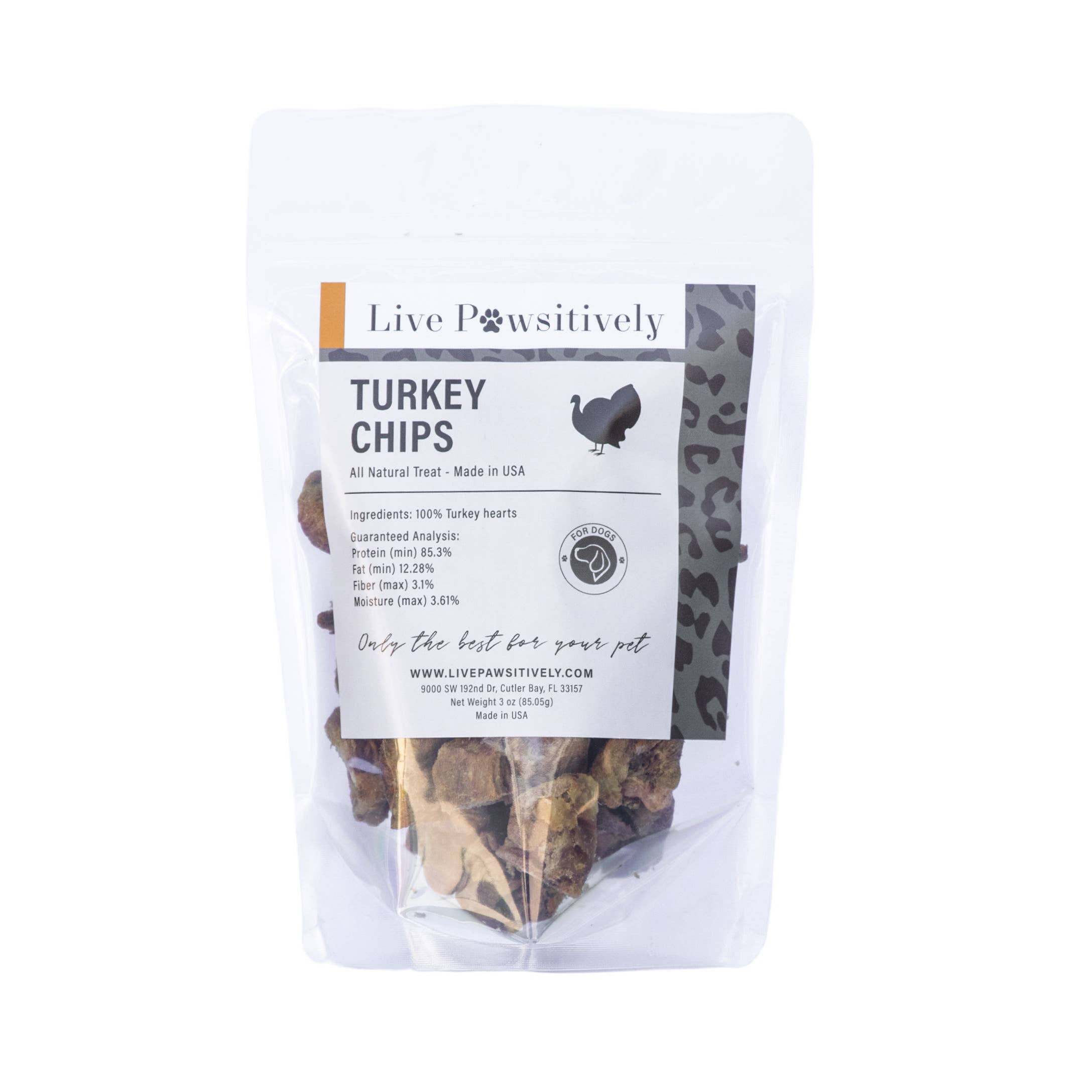 Live Pawsitive - Wholesale Pet Treats - Dog - Freeze Dried Turkey Hearts, treat for dogs & Cats, 3OZ3