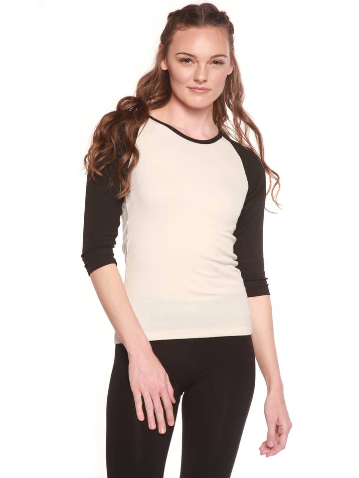 Camiseta de manga 3/4 de viscosa/Sorona bambú para mujer para venta al por mayor de Spun Bamboo