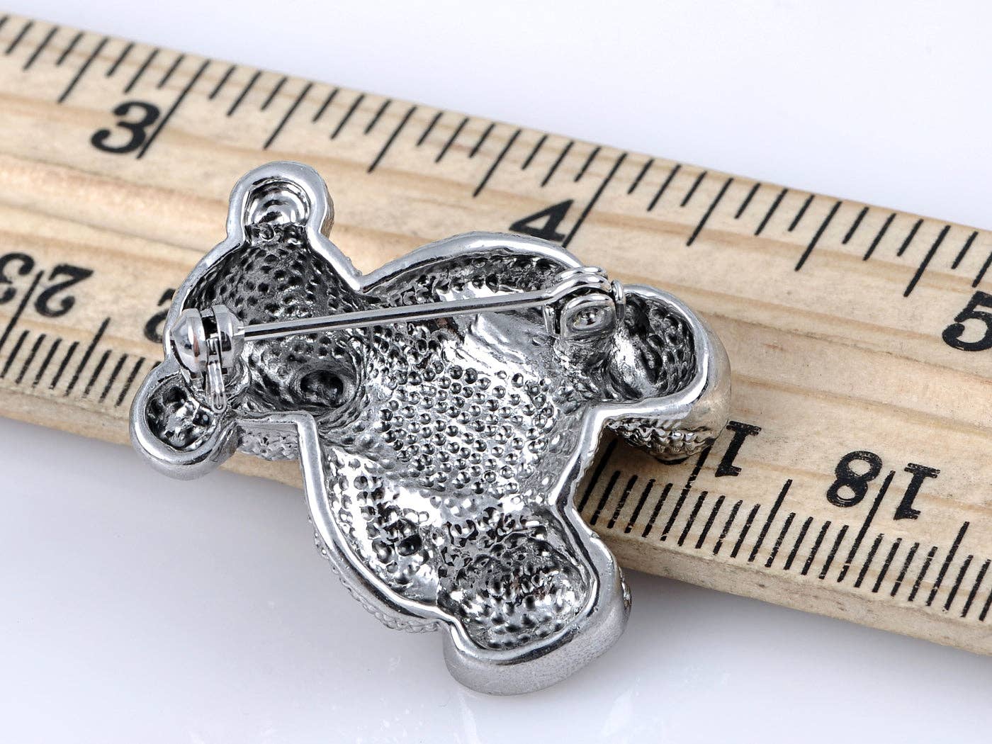 AK Brand - Wholesale Brooch - Valentine Silver Teddy Bear Stuffed Animal Lapel Brooch Pin2