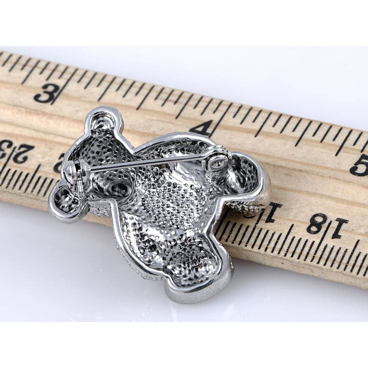 AK Brand - Wholesale Brooch - Valentine Silver Teddy Bear Stuffed Animal Lapel Brooch Pin2
