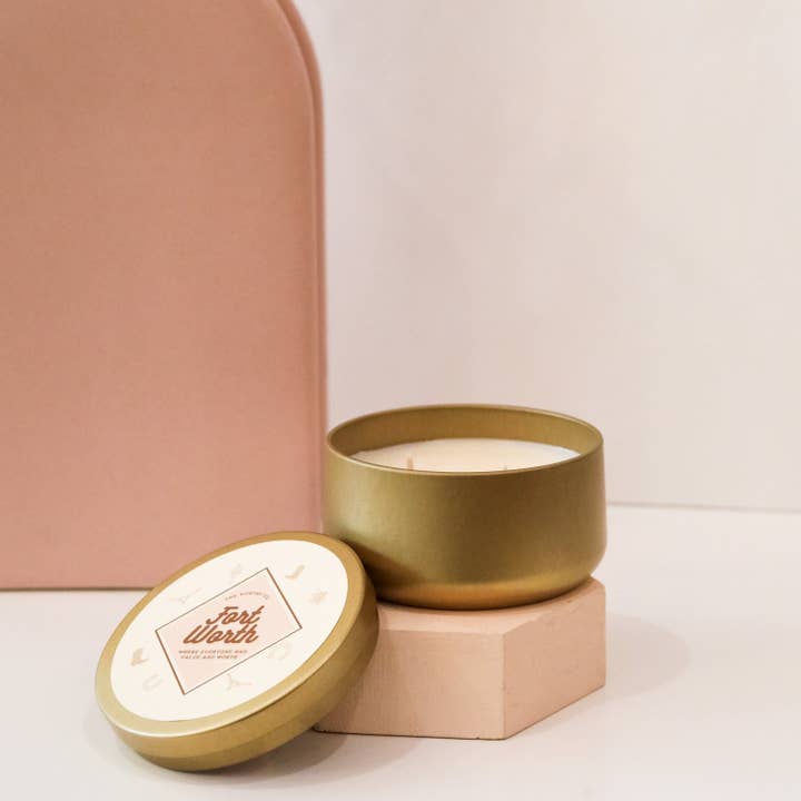 Signature Fort Worth Tin Candle for wholesale by The Worthy Co
