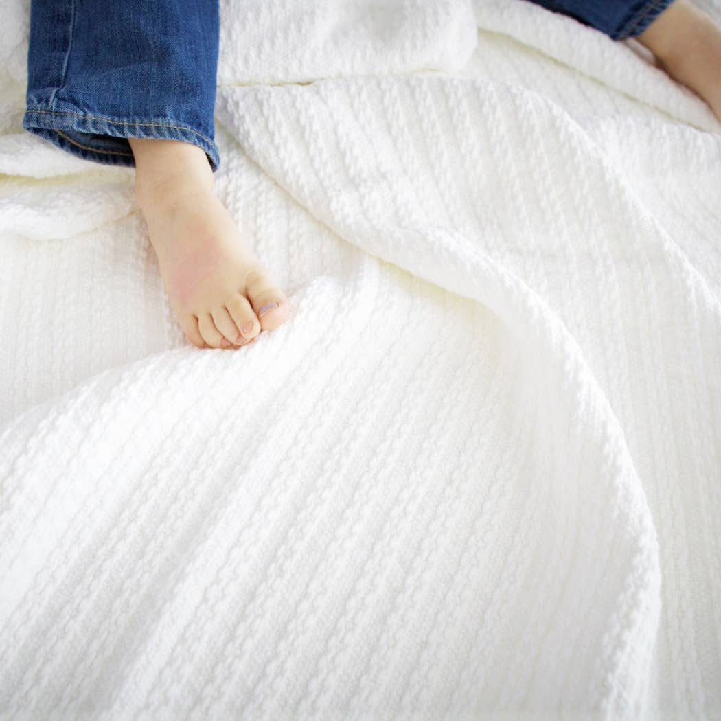 Harlow Henry – wholesale Throw blanket – Cable Knit Blanket Bright White2