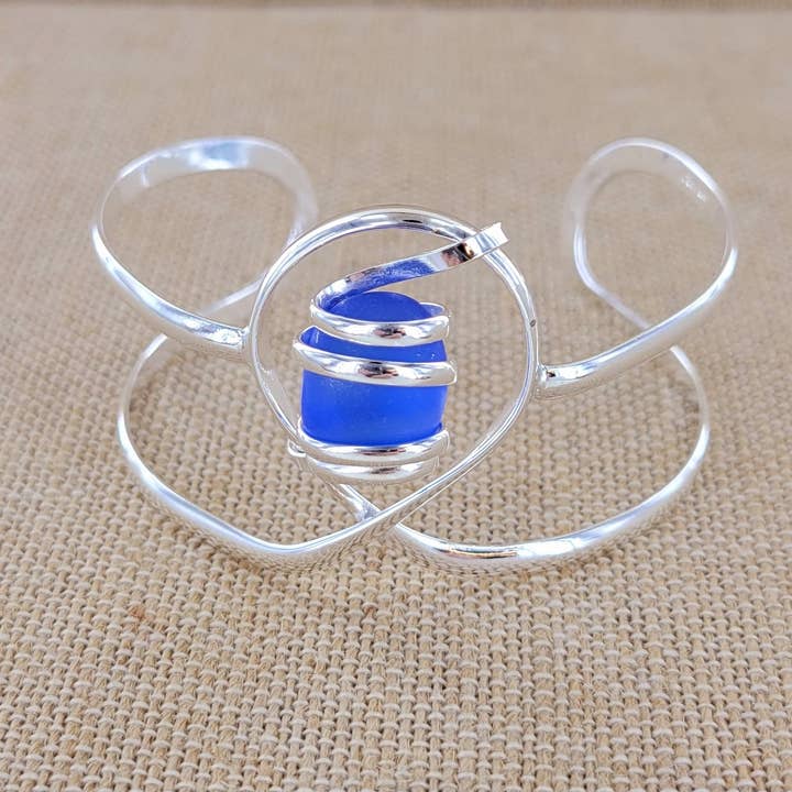 Sadie Green's Jewelry - Wholesale Cuff Bracelet - Cultured Sea Glass Cuff Bracelet XCDR-CB20-SG