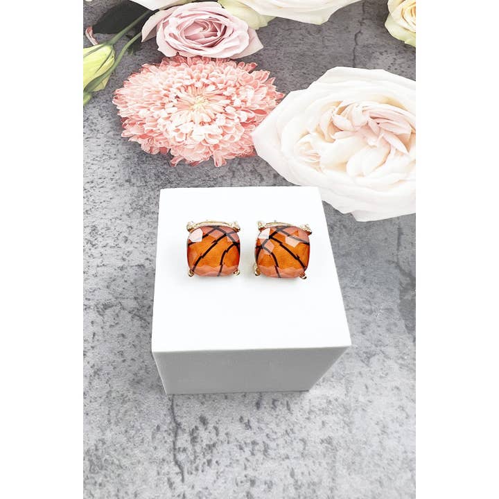 JHP Collection - Wholesale Stud/Post Earrings - RECTANGULAR SHAPE SPORTS BALL STUD EARRINGS3