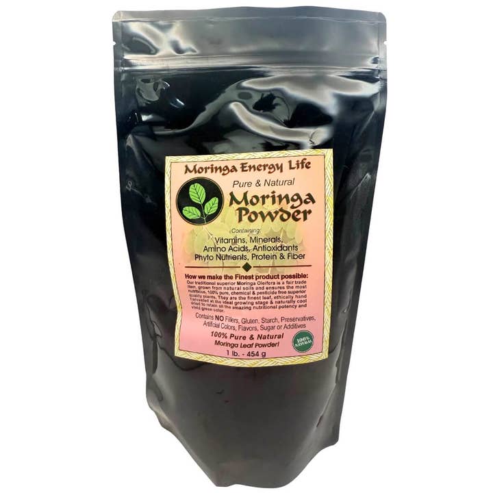 Moringa Energy Life - Vendita all'ingrosso Proteine/superfood in polvere - Polvere di Foglie di Moringa 1 lb. (Sacchetto)