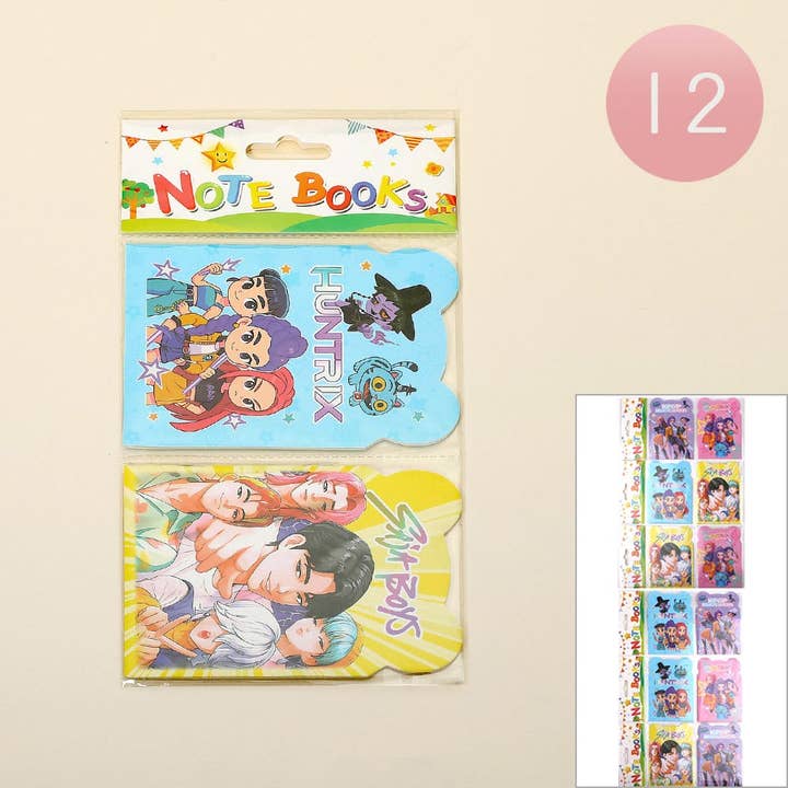 12 SET OF 2 - Kpop Demon Hunters HUNTRIX SAJA BOYS Mini Notebook Set for wholesale by Sensibling Corp.