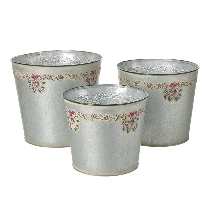 SILVER DECORATED BUCKET SET for wholesale by Heaven Sends