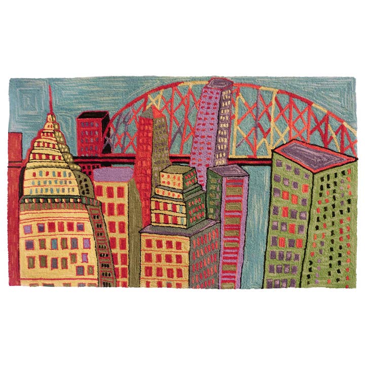 Tapete de Lã Bloomer City com gancho 4' X 6' por atacado de Michaelian Home/India Overseas Traders, Inc.