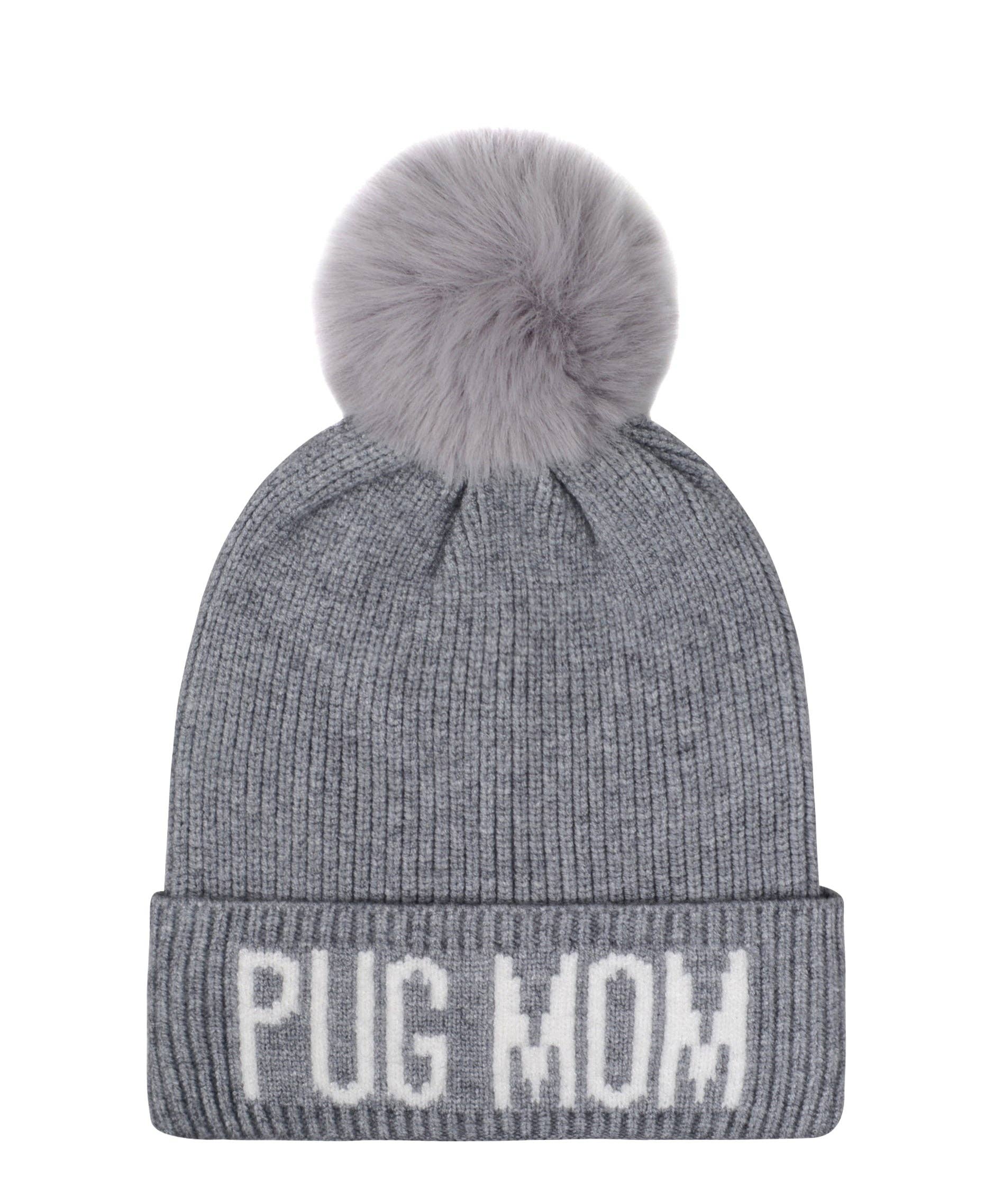 HATPHILE - Wholesale Beanie - Women's - HatPhile Pug Mom PomPom Knit Beanie – Cozy Toque Stocking for Pug Lovers1