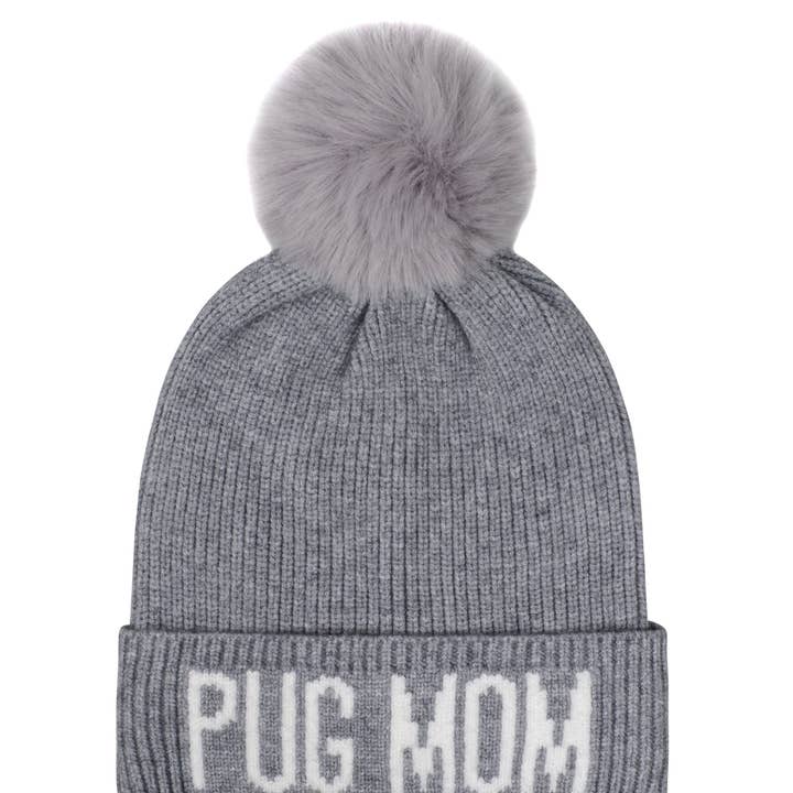 HATPHILE - Wholesale Beanie - Women's - HatPhile Pug Mom PomPom Knit Beanie – Cozy Toque Stocking for Pug Lovers1