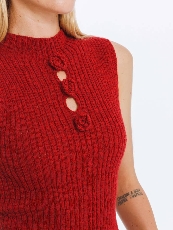 CUBIC - Wholesale Tank Top - Women's - Flower 3D Sleeveless Knit Top