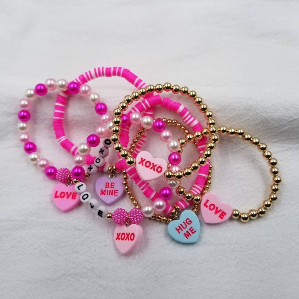 ENA Jewelry - Wholesale Jewelry Set - LOVE XOXO HUG ME BE MINE Heart Heishi Bracele1