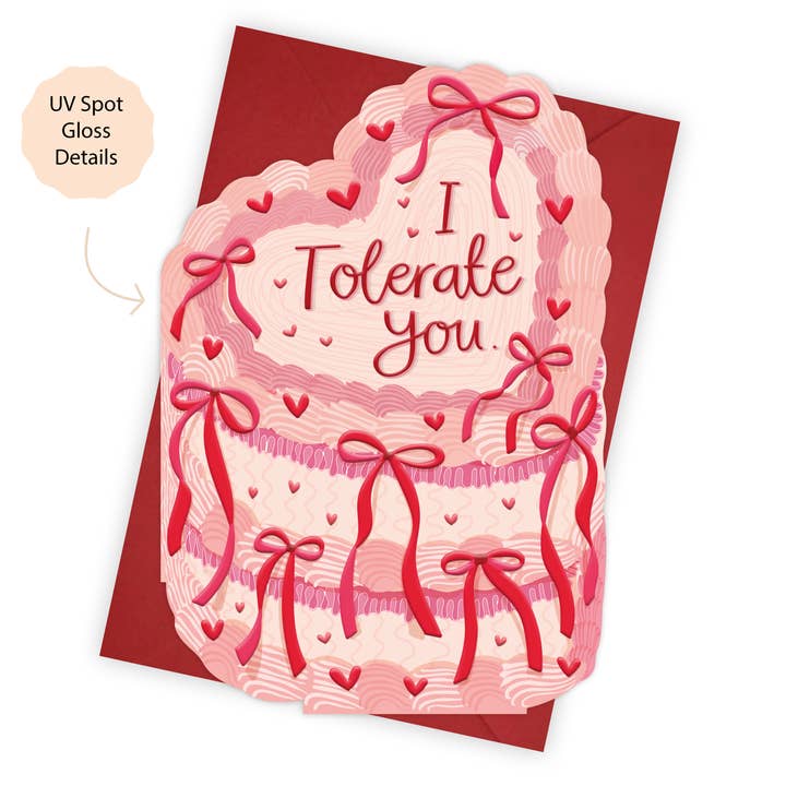 Tolerar-te - Cartão de Saudação em Forma de Bolo para o Dia dos Namorados por atacado de Two For Joy Illustration