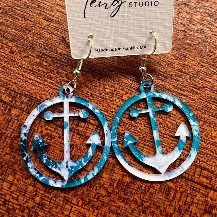Comer Teng Studio - Wholesale Dangle Earrings - Acrylic Ocean Anchor Earrings0