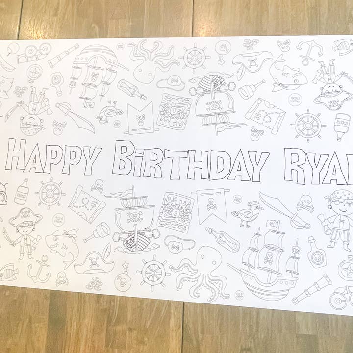 Pirate Party Coloring Table Runner| Happy Birthday for wholesale by Party in a pinch