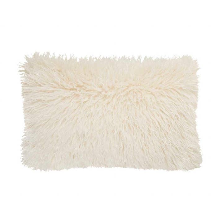 Coussin en fourrure blanche mongole 40x60 pour la vente par Andrea House