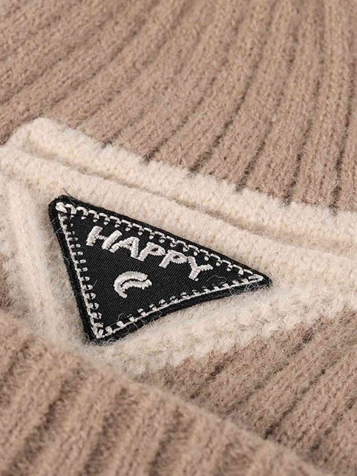 Triangle Label Embroidered Knit Cap for wholesale by VividLux