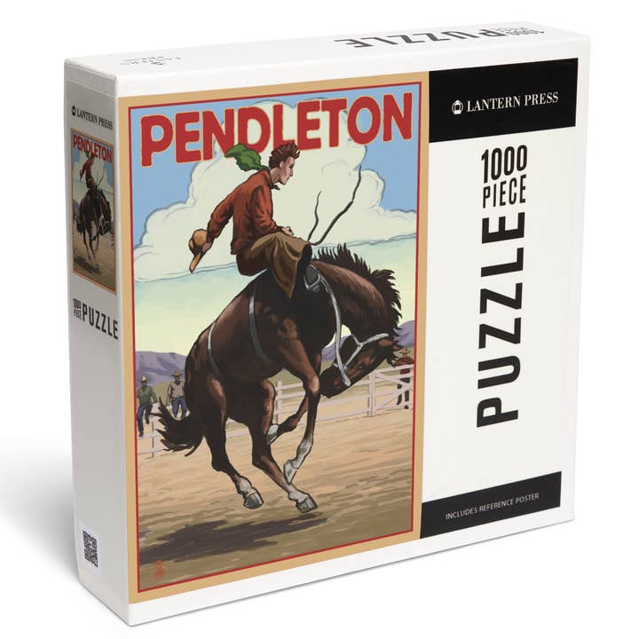 PUZZLE DA 1000 PEZZI Pendleton, Oregon, Bucking Bronco per la vendita all'ingrosso da parte di Lantern Press