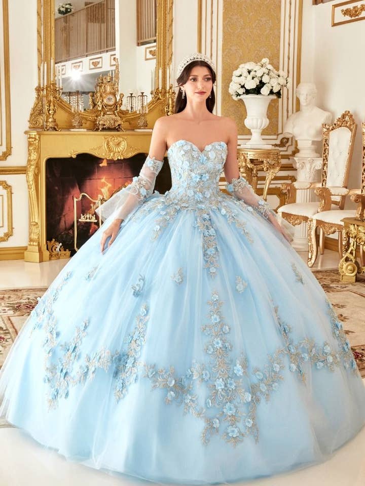 Robe de bal élégante de quinceañera à motif floral avec paillettes – LAR15714 pour la vente par LA Merchandise