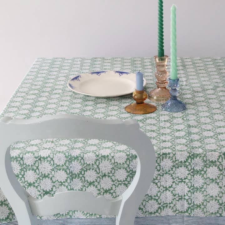 Rozablue - Venta al por mayor Manteles - Mantel pequeño Breezy verde impreso a mano 150 x 240 cm2