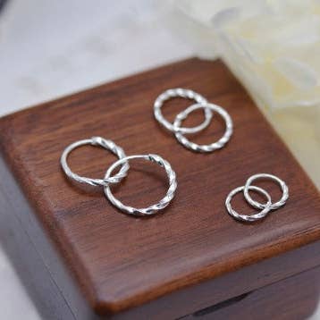 925 Sterling Silver Twisted Hoop Earrings for wholesale by happyzzzsu