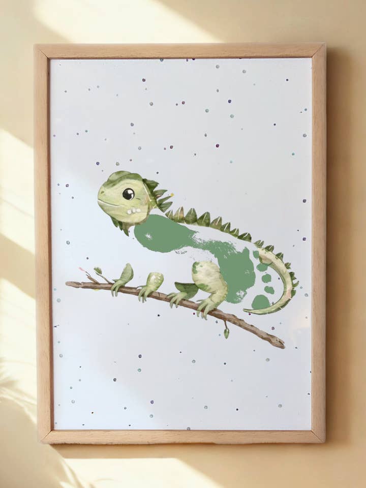 Iguana Footprint Keepsake Print - A4 for wholesale by Tiny Tiptoes
