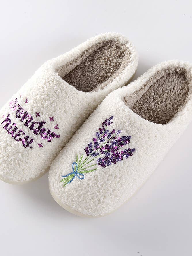 Fluffy Fleece Lavender Haze Home Slipper Swiftie for wholesale by Comely Fashion