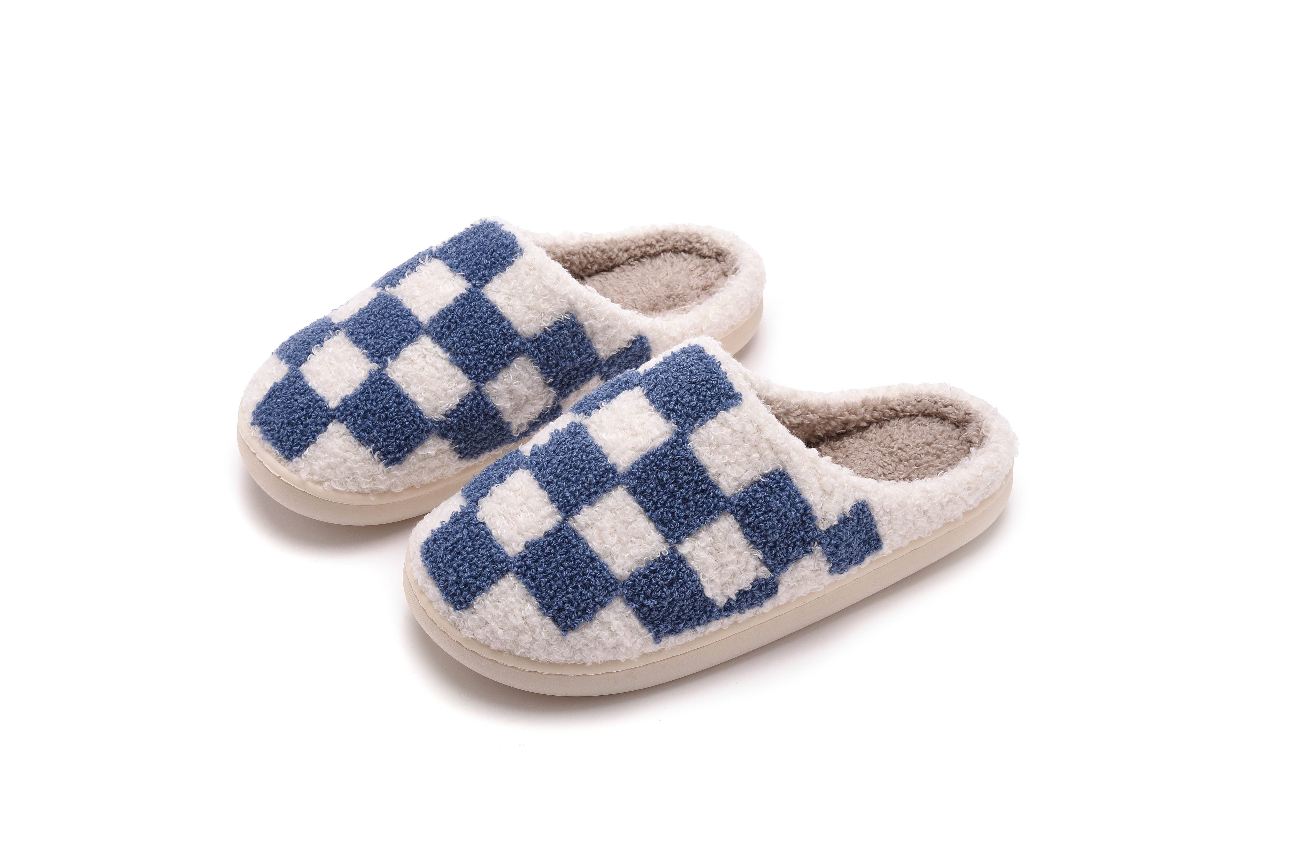 Shop Lev - Wholesale Slippers - Women's - Checker  Illustrated Soft Fluffy Comfy Warm House Slipper8