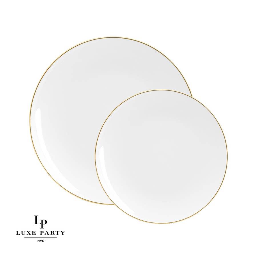 6 Dessert Plates Plates White Curve Gold Collection – EcoQuality Store