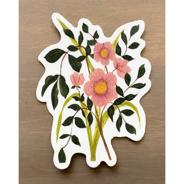 Natural Floral Bouquet Sticker, Waterproof Vinyl for wholesale by Maryellen Kim Art And Design