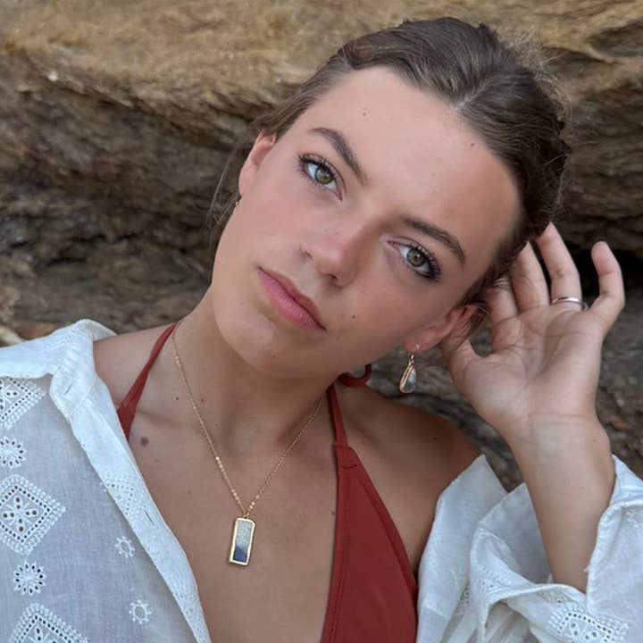 Colgante Artesanal al Atardecer - Cerámica, Vidrio y Oro para venta al por mayor de Habulous