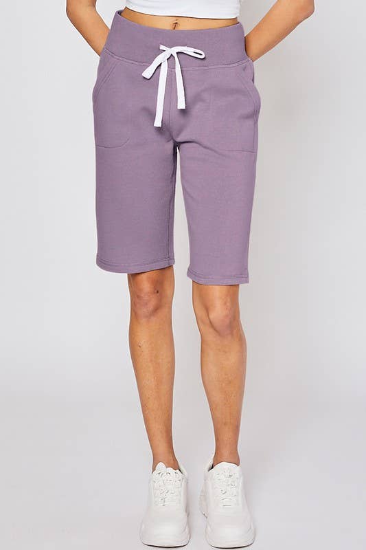 Vanilla Monkey - Wholesale Shorts - Women's - Basic Fleece Bermuda Shorts With Slit2