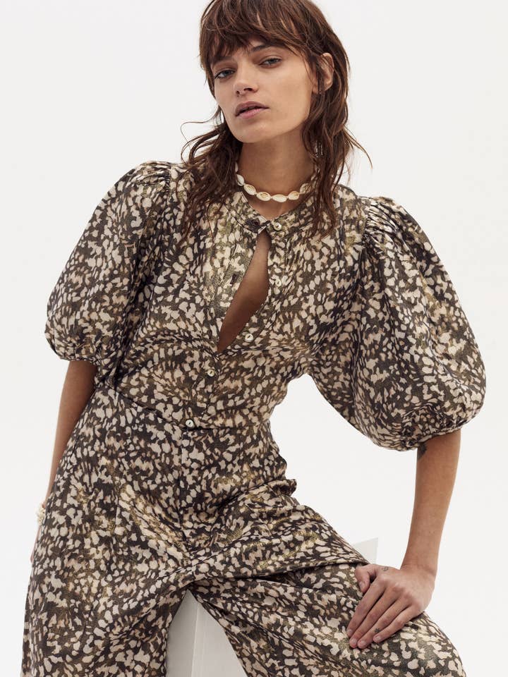 Bubble Linen Shirt - Impala Print for wholesale by Lanhtropy