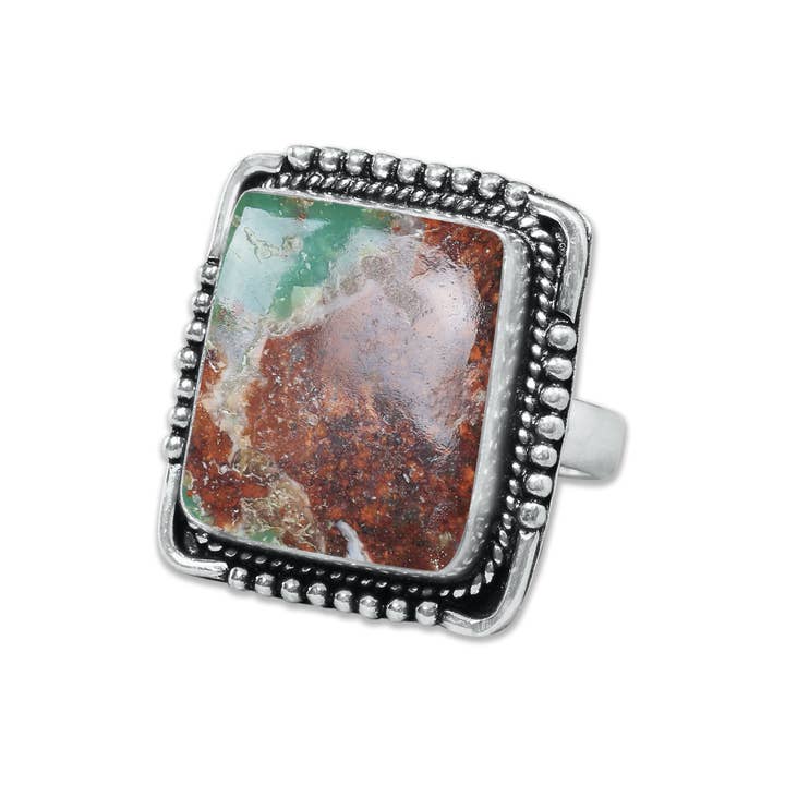 Handmade Jewels - Wholesale Cocktail/Statement Ring - Chrysoprase Matrix Rings – Silver-Plated, Handmade, Assorted Sizes (Made to Order)18