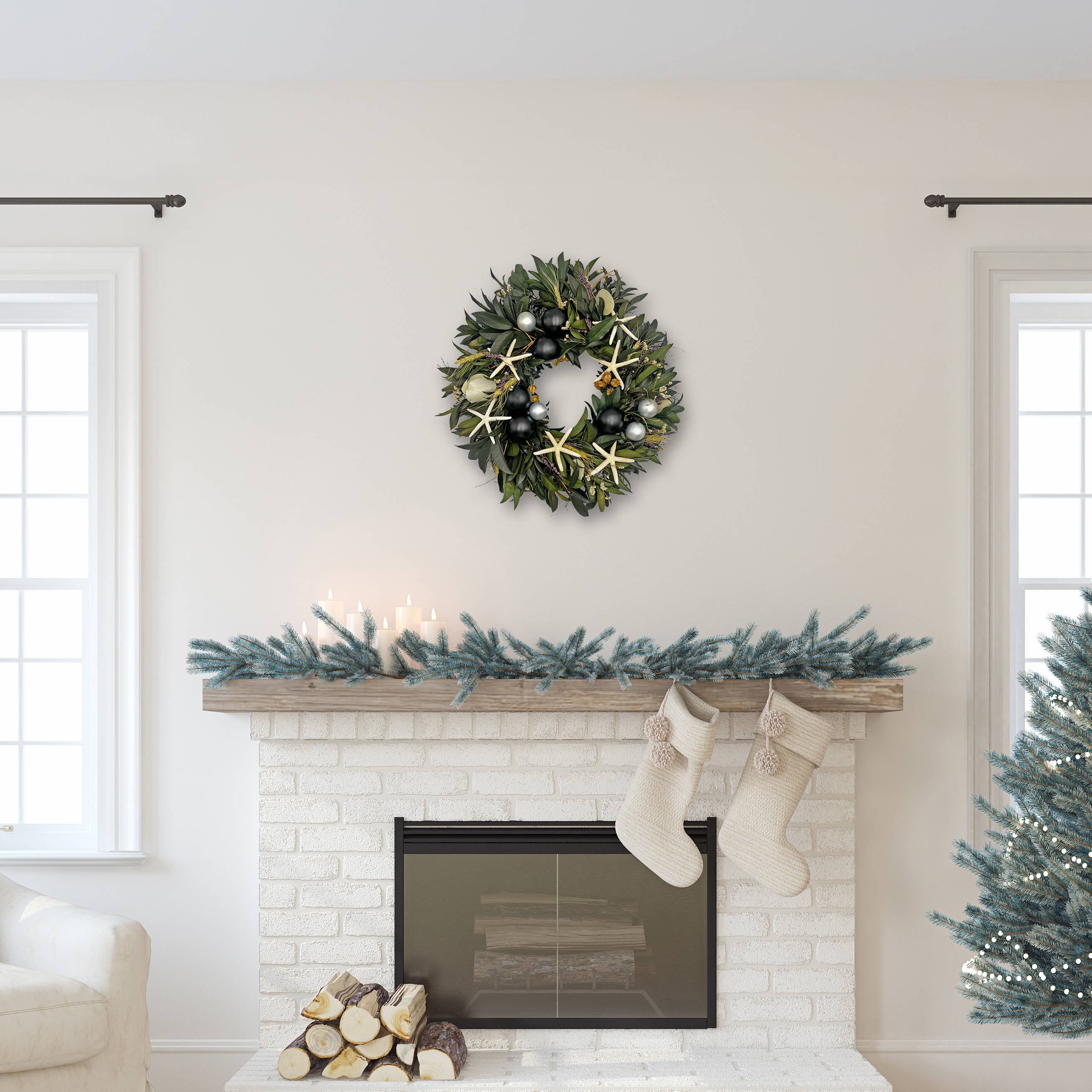 2626 Designs – wholesale Wreath – 20 inch Dried Preserved Decorative Mixed Wreath w/ Ornaments6