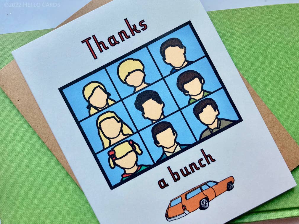 HEI LO CARDS - Wholesale Thank You Card - "Thanks a Bunch" Vintage Sitcom Thank You Card2