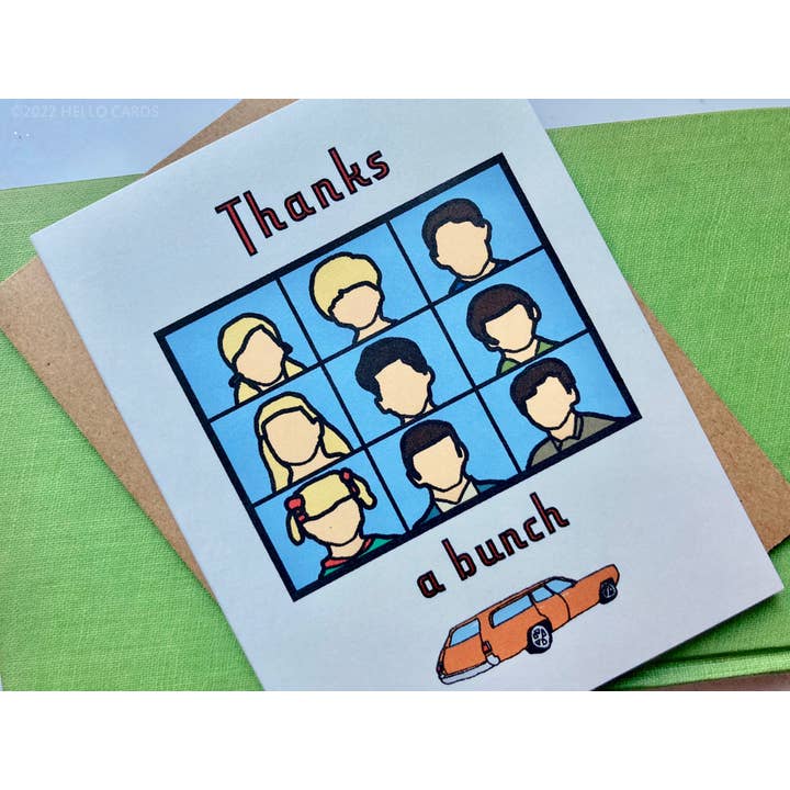 HEI LO CARDS - Wholesale Thank You Card - "Thanks a Bunch" Vintage Sitcom Thank You Card2