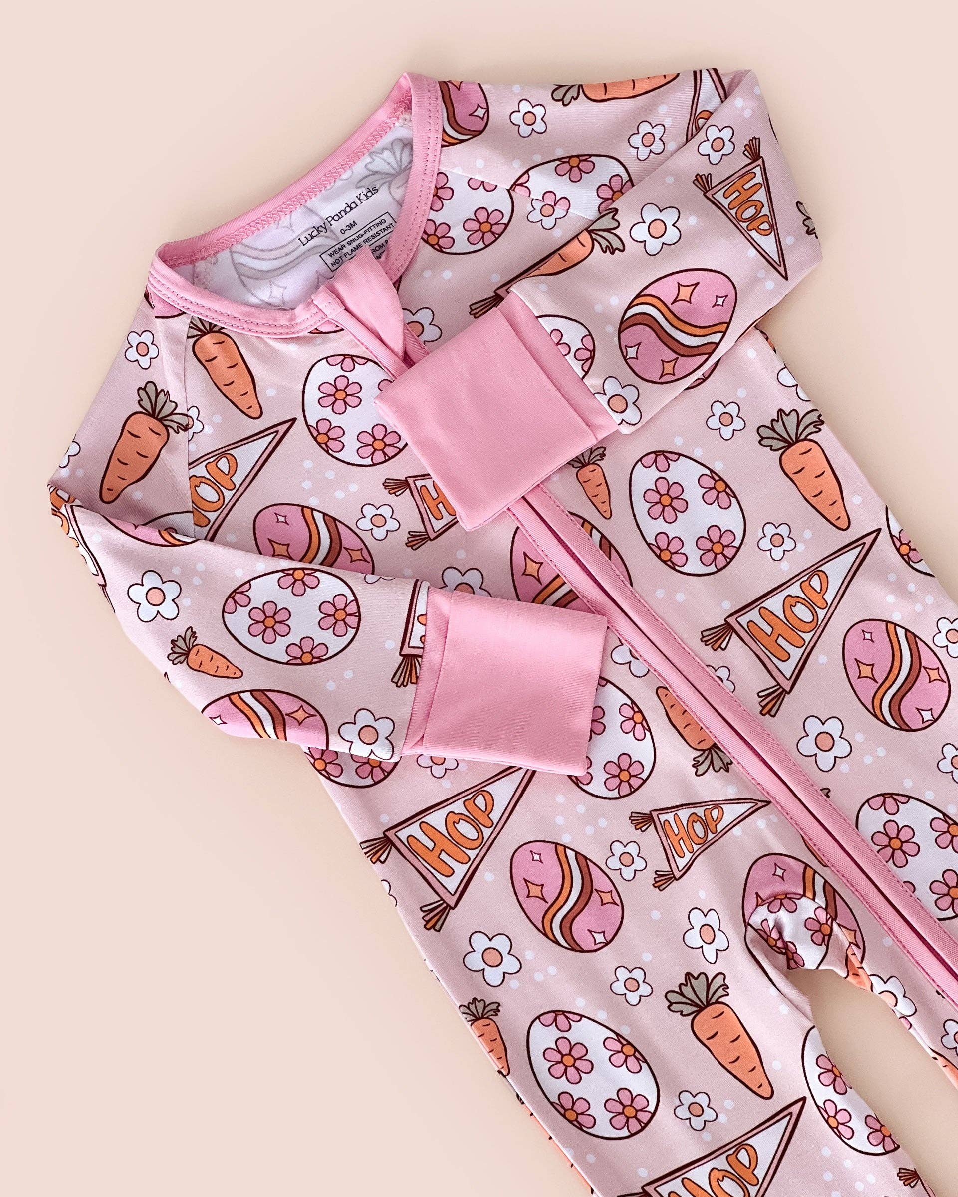 Lucky Panda Kids - Wholesale Top & Pant Set - Baby - Bamboo Baby Zip Romper | Easter Hop6