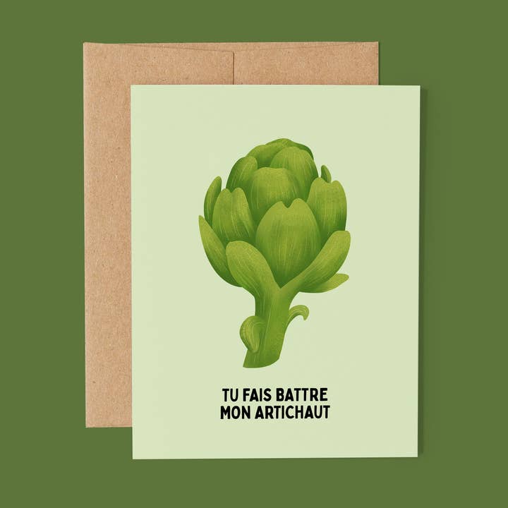 Tarjeta de felicitación - Haces latir mi alcachofa para venta al por mayor de Fermette et gribouillis