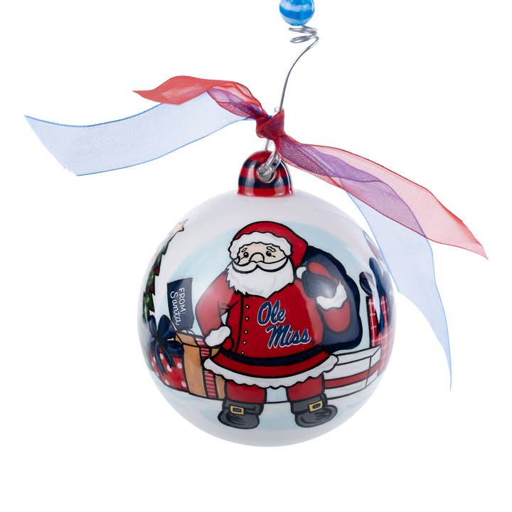 Merry Christmas Ole Miss Santa Ornament for wholesale by Glory Haus