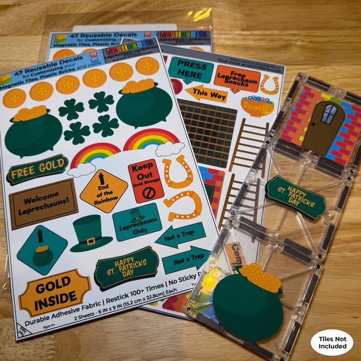 Reusable Decals for Magnetic Tiles & Bricks: Leprechaun for wholesale by RestickBrix